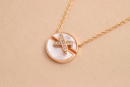 [Violet JW]JEUX DE PINK GOLD DIAMOND NECKLACE