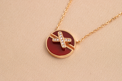 [Violet JW]JEUX DE PINK GOLD DIAMOND NECKLACE
