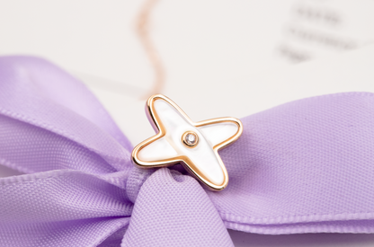 [Violet JW]JEUX DE WHITE MOP ROSE GOLD DIAMOND EARRINGS