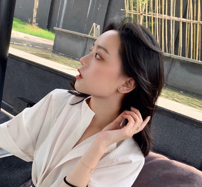 [Violet JW]JEUX DE WHITE MOP ROSE GOLD DIAMOND EARRINGS