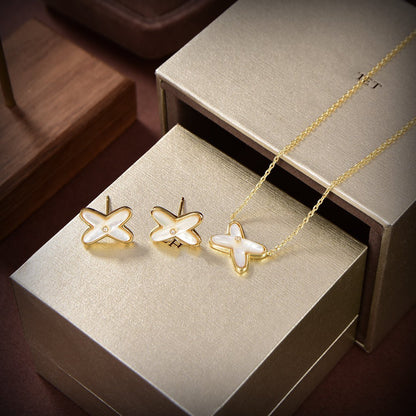 [Violet JW]JEUX DE WHITE MOP GOLD DIAMOND EARRINGS