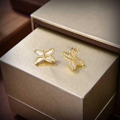 [Violet JW]JEUX DE WHITE MOP GOLD DIAMOND EARRINGS