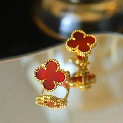 [Violet JW]CLOVER MEDIUM 1 MOTIFS CARNELIAN  EARRINGS