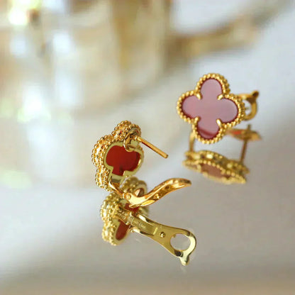 [Violet JW]CLOVER MEDIUM 1 MOTIFS CARNELIAN  EARRINGS