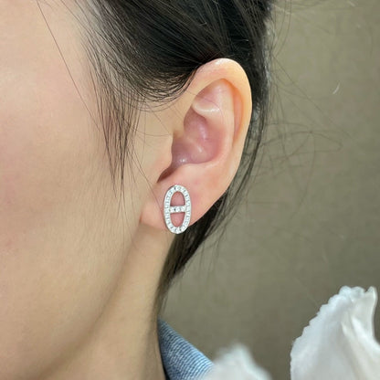 [Violet JW]HM FULL DIAMOND PIG NOSE STUD EARRINGS