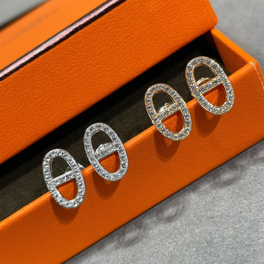 [Violet JW]HM FULL DIAMOND PIG NOSE STUD EARRINGS