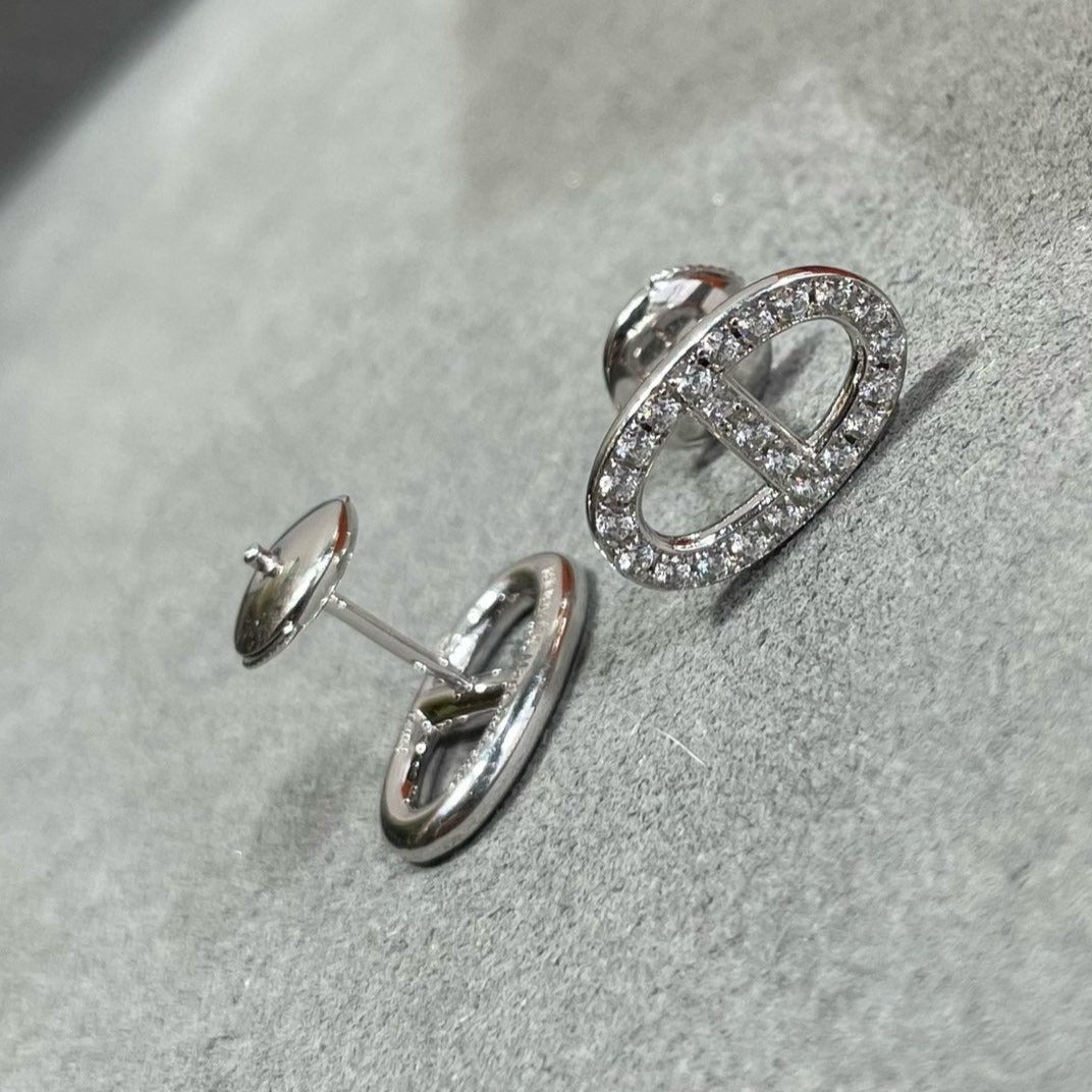 [Violet JW]HM FULL DIAMOND PIG NOSE STUD EARRINGS