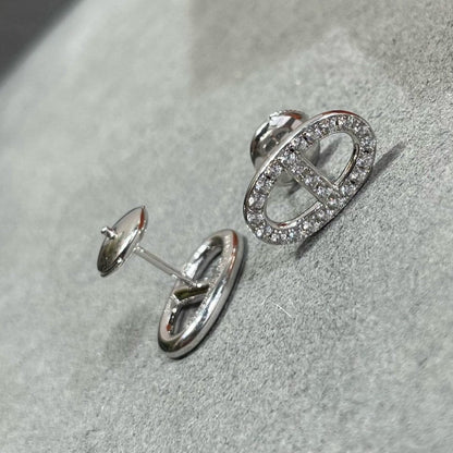 [Violet JW]HM FULL DIAMOND PIG NOSE STUD EARRINGS