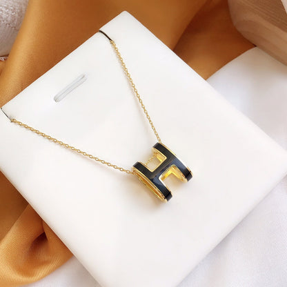 [Violet JW]HM CLIC BLACK ENAMEL GOLD NECKLACE