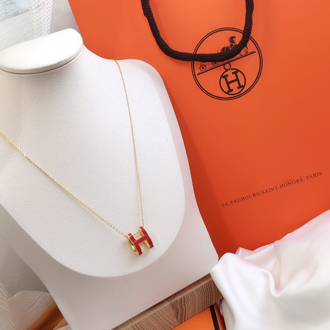 [Violet JW]HM CLIC RED ENAMEL GOLD NECKLACE