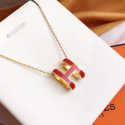 [Violet JW]HM CLIC RED ENAMEL GOLD NECKLACE