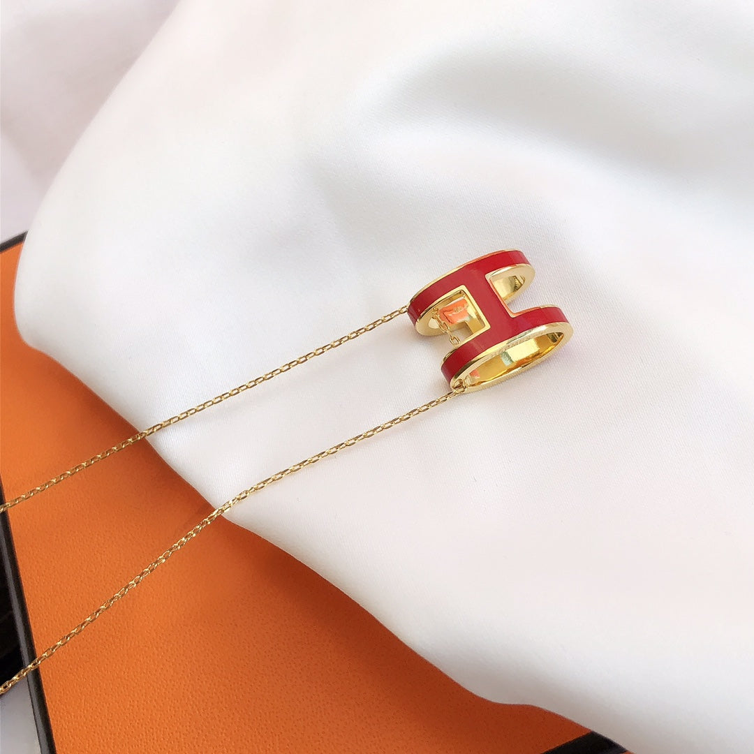 [Violet JW]HM CLIC RED ENAMEL GOLD NECKLACE