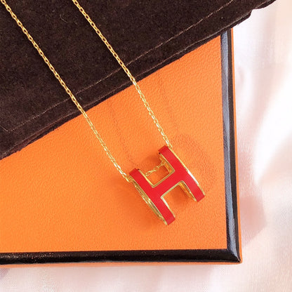 [Violet JW]HM CLIC RED ENAMEL GOLD NECKLACE