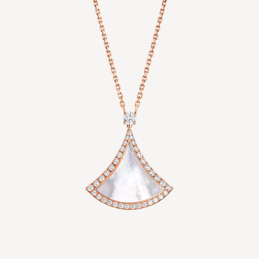 [Violet JW]DREAM MOP DIAMOND PAVED PINK GOLD NECKLACE