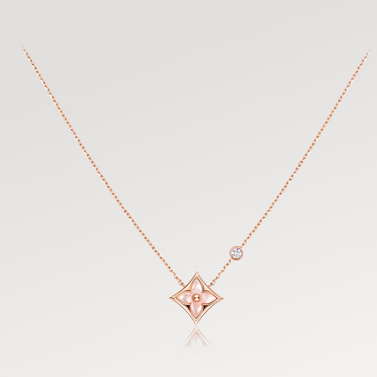 [Violet JW]STAR PINK MOP 1 DIAMOND PINK GOLD NECKLACE