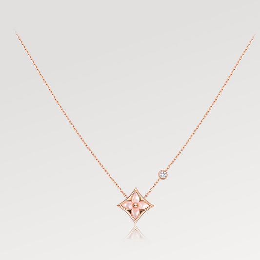 [Violet JW]STAR PINK MOP 1 DIAMOND PINK GOLD NECKLACE