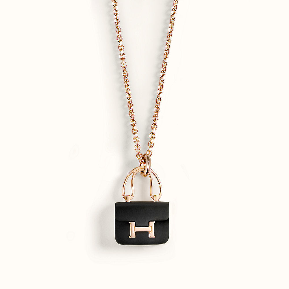 [Violet JW]CONSTANCE BLACK PEDANT PINK GOLD NECKLACE