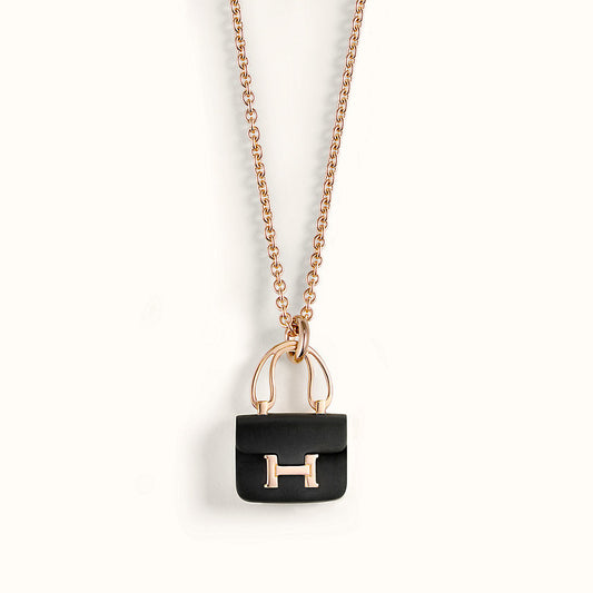 [Violet JW]CONSTANCE BLACK PEDANT PINK GOLD NECKLACE