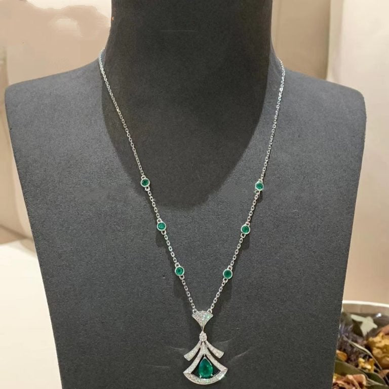 [Violet JW]DREAM NECKLACE MALACHITE DIAMOND SILVER