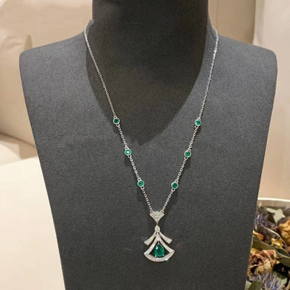 [Violet JW]DREAM NECKLACE MALACHITE DIAMOND SILVER