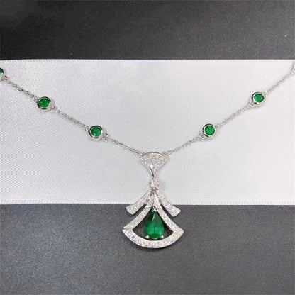 [Violet JW]DREAM NECKLACE MALACHITE DIAMOND SILVER