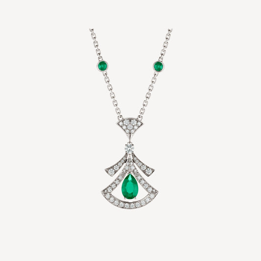[Violet JW]DREAM NECKLACE MALACHITE DIAMOND SILVER
