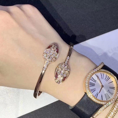 [Violet JW]SERPENTI BRACELET PINK GOLD DIAMOND DOUBLE SNAKE