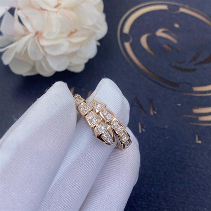 [Violet JW]SERPENTI RING PINK GOLD DIAMOND PAVED 4MM