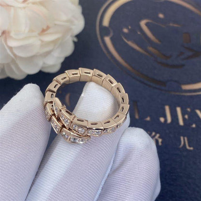 [Violet JW]SERPENTI RING PINK GOLD DIAMOND PAVED 4MM