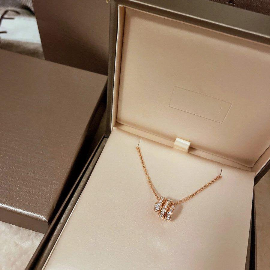 [Violet JW]SERPENTI PINK GOLD NECKLACE DOUBLE RING DIAMOND