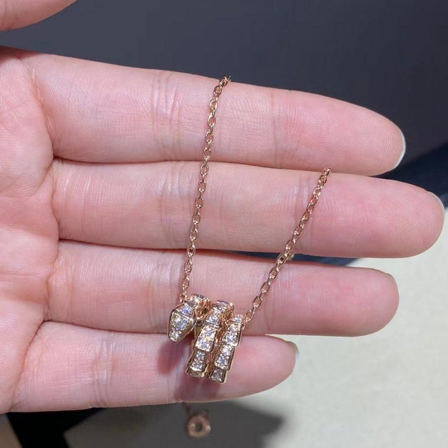 [Violet JW]SERPENTI PINK GOLD NECKLACE DOUBLE RING DIAMOND