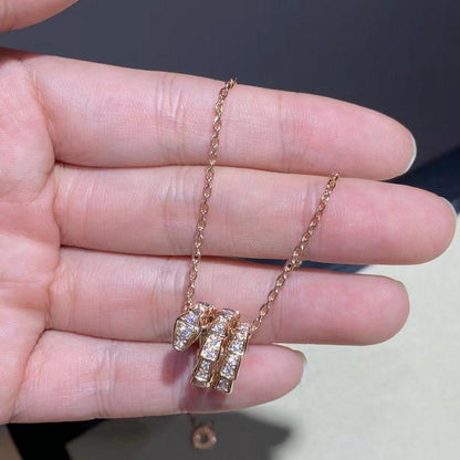 [Violet JW]SERPENTI PINK GOLD NECKLACE DOUBLE RING DIAMOND