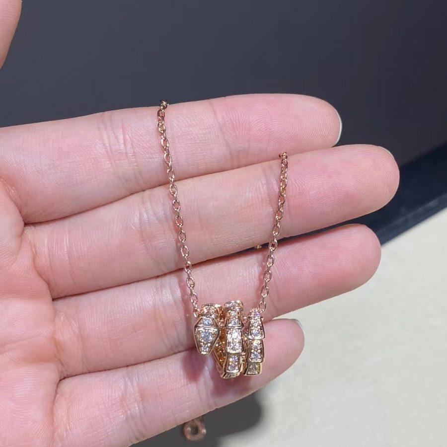 [Violet JW]SERPENTI PINK GOLD NECKLACE DOUBLE RING DIAMOND
