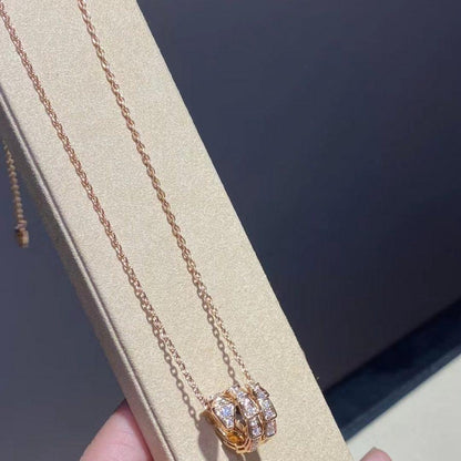 [Violet JW]SERPENTI PINK GOLD NECKLACE DOUBLE RING DIAMOND