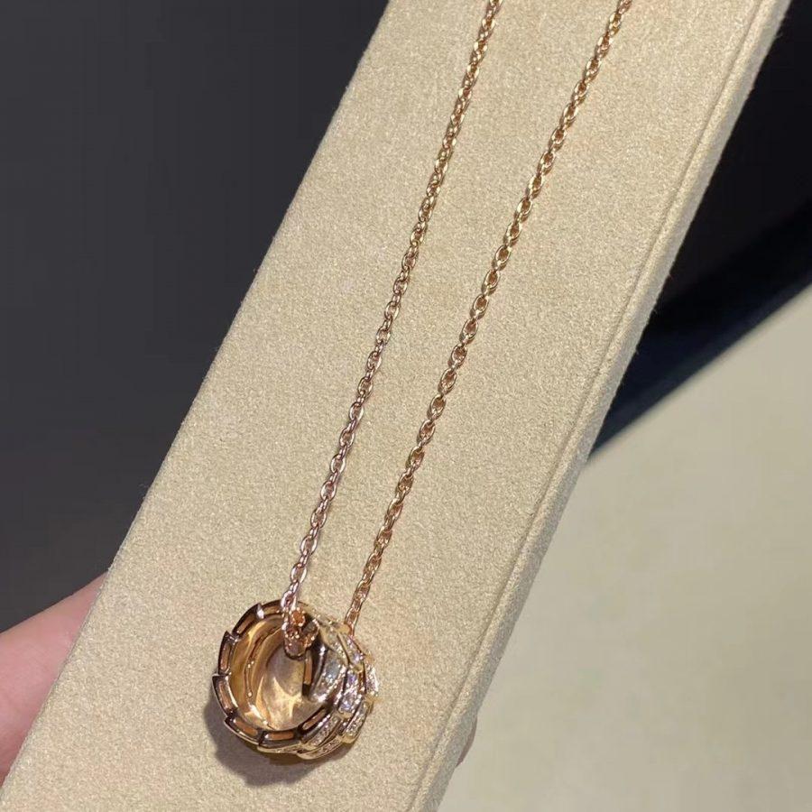 [Violet JW]SERPENTI PINK GOLD NECKLACE DOUBLE RING DIAMOND