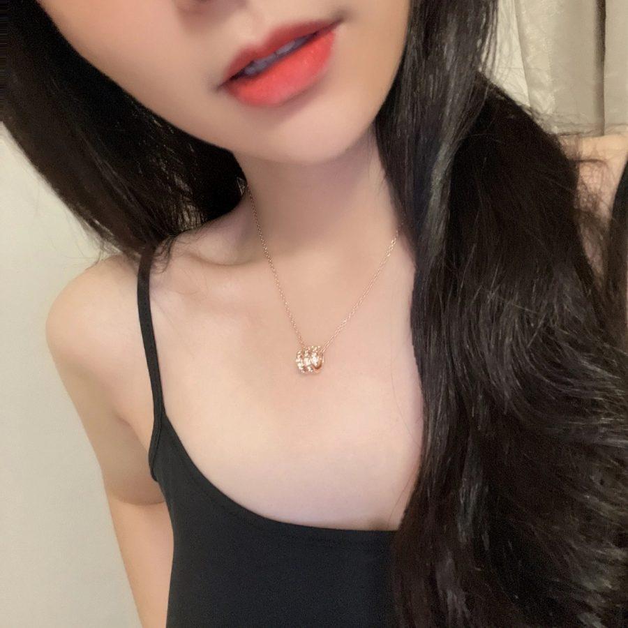 [Violet JW]SERPENTI PINK GOLD NECKLACE DOUBLE RING DIAMOND