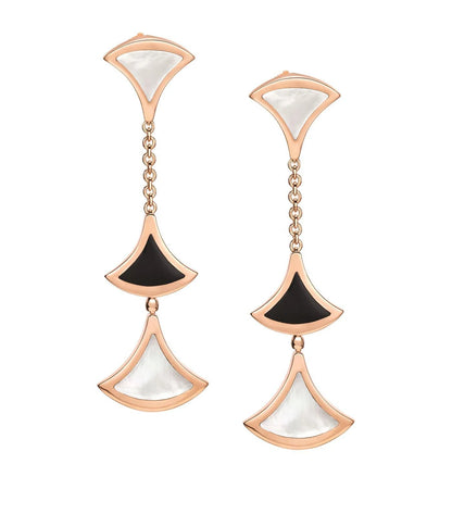 [Violet JW]DREAM EARRINGS 3 MOTIFS ONYX MOP PINK GOLD