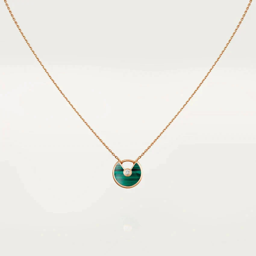[Violet JW]AMULETTE ROSE GOLD MALACHITE NECKLACE