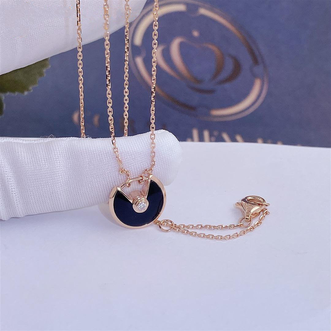 [Violet JW]AMULETTE ROSE GOLD ONYX NECKLACE