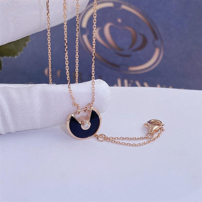 [Violet JW]AMULETTE ROSE GOLD ONYX NECKLACE