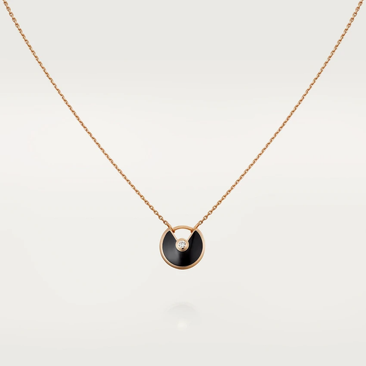 [Violet JW]AMULETTE ROSE GOLD ONYX NECKLACE