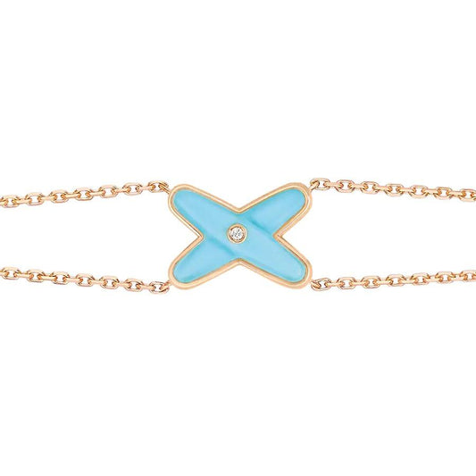[Violet JW]JEUX BRACELET TURQUOISE PINK GOLD 1 DIAMOND