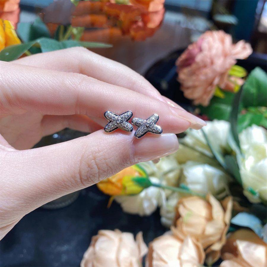 [Violet JW]JEUX DE SILVER DIAMOND EARRINGS