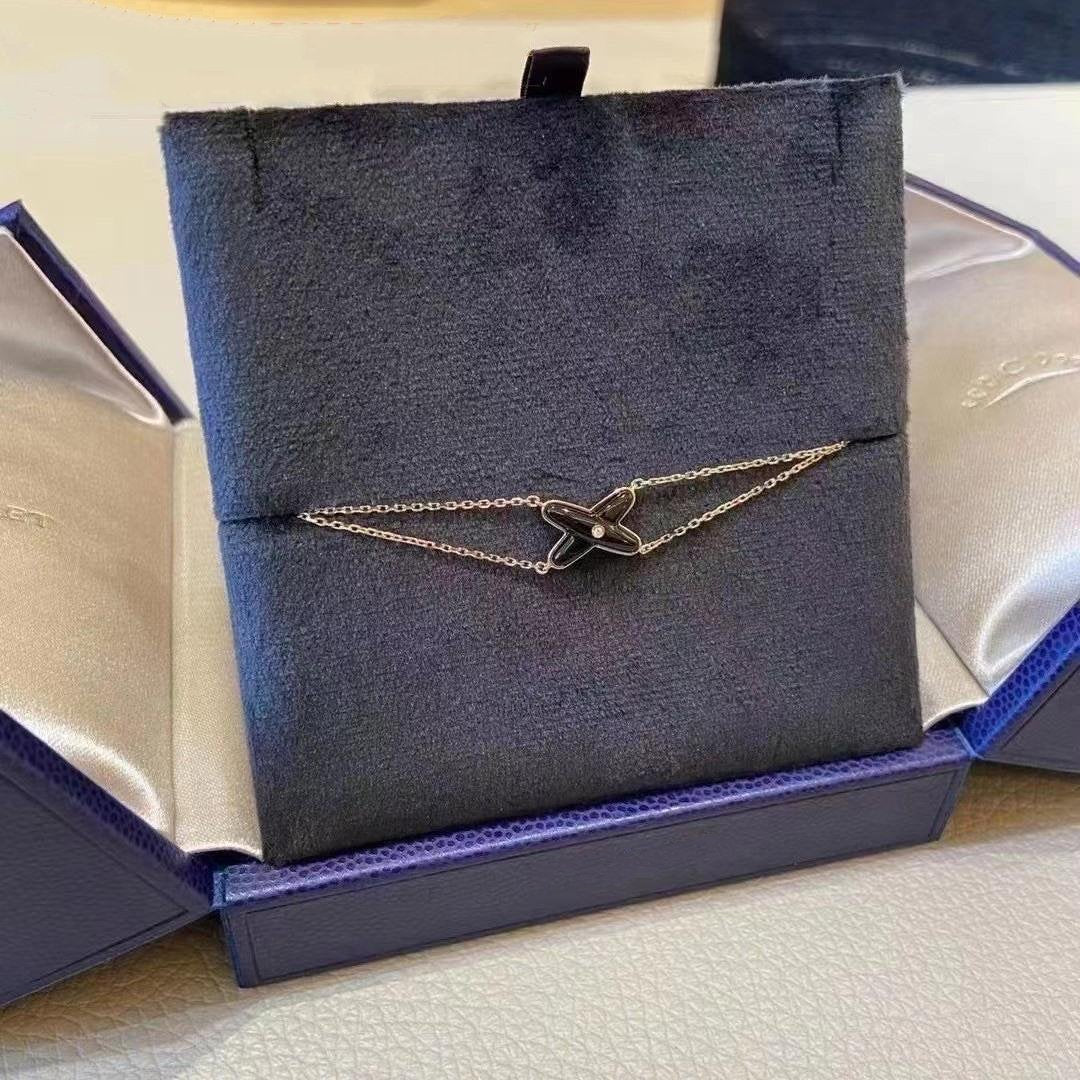 [Violet JW]JEUX BRACELET ONYX PINK GOLD 1 DIAMOND