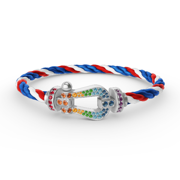 [Violet JW]FORC LARGE HORSESHOE  COLORED DIAMOND BRACELET SILVER