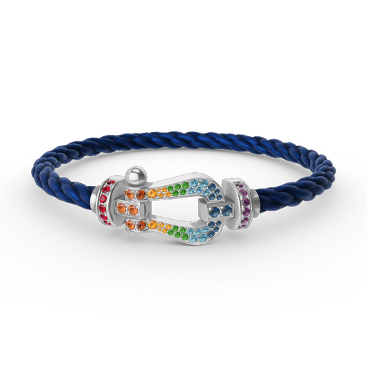 [Violet JW]FORC LARGE HORSESHOE  COLORED DIAMOND BRACELET SILVER