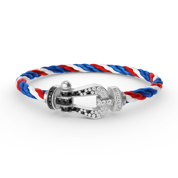 [Violet JW]FORCE LARGE HORSESHOE BLACK WHITE DIAMOND BRACELET SILVER