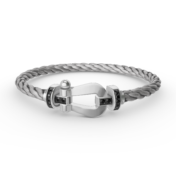 [Violet JW]FORCE LARGE HORSESHOE BLACK DIAMOND BRACELET SILVER
