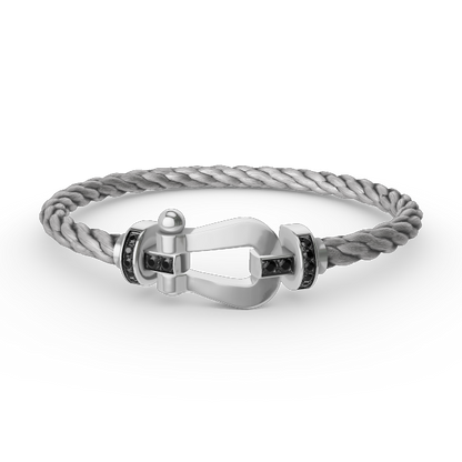[Violet JW]FORCE LARGE HORSESHOE BLACK DIAMOND BRACELET SILVER