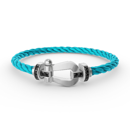 [Violet JW]FORCE LARGE HORSESHOE BLACK DIAMOND BRACELET SILVER